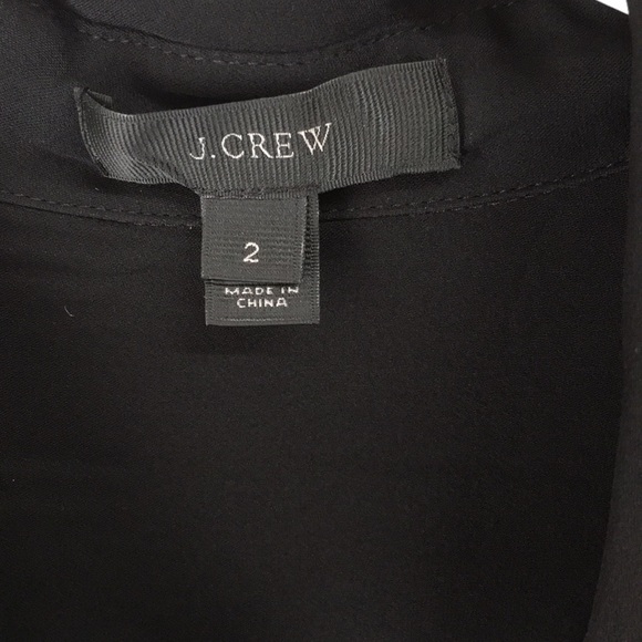 J. Crew Black Silk Collared Button Down Shirt Sz 2 - Picture 3 of 5